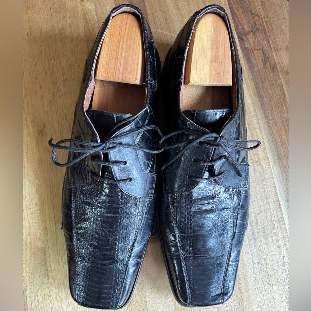 Stacy Adams Vintage Black Snake Skin Oxford Dress Shoes
